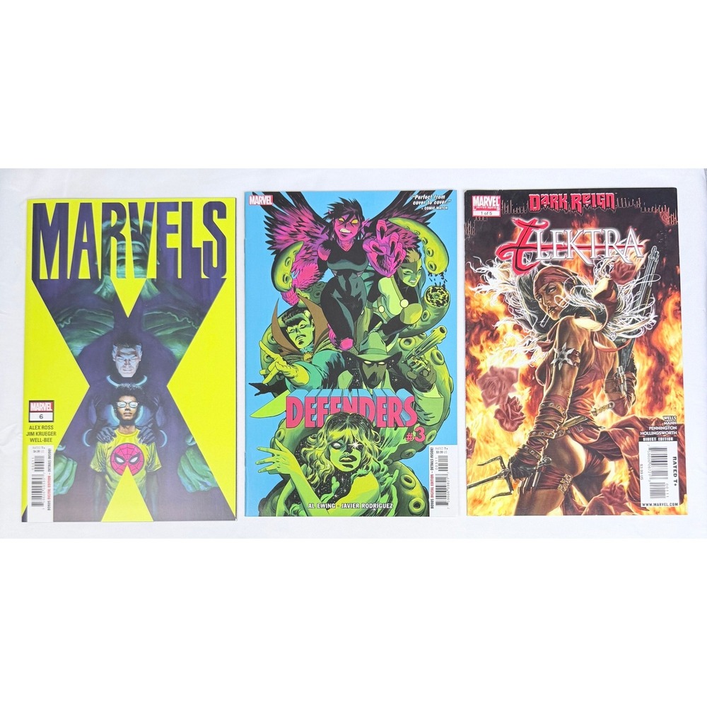 Marvel Comics Lot Marvels X 6 Defenders 3 Dark Reign Elektra 1 Alex Ross Cover